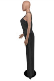 Purple Fashion Sexy Solid Hollowed Out Backless Halter Sleeveless Two Pieces