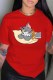 Red Fashion Casual Character Patchwork O Neck T-Shirts