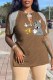 Coffee Fashion Casual Character Tassel V Neck T-Shirts