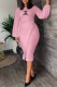 Pink Fashion Elegant Print Letter O Neck One Step Skirt Dresses
