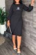 Black Fashion Elegant Print Letter O Neck One Step Skirt Dresses