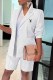 White Fashion Casual Print Letter Turn-back Collar Long Sleeve Two Pieces