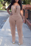 Purple Fashion Sexy Solid Hollowed Out Backless Halter Sleeveless Two Pieces