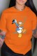 Orange Fashion Casual Character Letter O Neck T-Shirts
