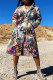 Multicolor Fashion Casual Print Cardigan Turndown Collar Outerwear
