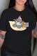 Black Fashion Casual Character Patchwork O Neck T-Shirts