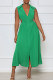 Green Sexy Solid Hollowed Out Patchwork V Neck A Line Dresses