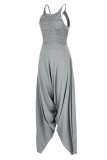 Milky Casual Solid Patchwork Fold O Neck Sleeveless Two Pieces