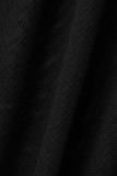 Black Fashion Sexy Solid Tassel Bandage Patchwork V Neck Short Sleeve Two Pieces