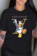 Black Fashion Casual Character Letter O Neck T-Shirts