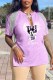 Light Pink Fashion Casual Character Tassel V Neck T-Shirts