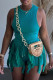 Green Fashion Casual Solid Tassel Patchwork O Neck Sleeveless Two Pieces