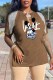 Coffee Fashion Casual Character Tassel V Neck T-Shirts