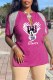 Pink Fashion Casual Character Tassel V Neck T-Shirts
