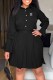 Black Fashion Elegant Print With Belt Turndown Collar Shirt Dress Dresses