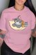 Pink Fashion Casual Character Patchwork O Neck T-Shirts