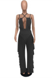 Purple Fashion Sexy Solid Hollowed Out Backless Halter Sleeveless Two Pieces