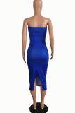 Red Sexy Print Patchwork Strapless One Step Skirt Dresses