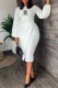 White Fashion Elegant Print Letter O Neck One Step Skirt Dresses