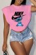 Pink Fashion Street Character Print Letter O Neck T-Shirts