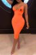 Orange Fashion Sexy Print Letter V Neck One Step Skirt Dresses