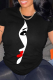 Black Fashion Street Print Patchwork O Neck T-Shirts