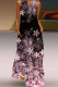 Pink Purple Casual Elegant Print Patchwork V Neck Straight Dresses