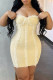 Apricot Fashion Sexy Solid Patchwork Backless Spaghetti Strap Sleeveless Dress
