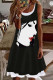 Grey Casual Print Patchwork U Neck Vest Dress Dresses