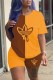 Brown Fashion Casual Print Patchwork O Neck Short Sleeve Two Pieces