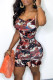 Red Sexy Print Patchwork Spaghetti Strap Sling Dress Dresses