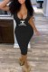 Black Fashion Sexy Print Letter V Neck One Step Skirt Dresses