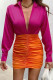 Rose Red Sexy Solid Patchwork Fold V Neck Dresses