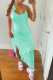 Cyan Sexy Solid Flounce Spaghetti Strap Irregular Dress Dresses