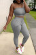 Grey Sexy Casual Solid Backless Strapless Two Pieces