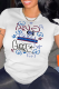 White Fashion Casual Print Patchwork Letter O Neck T-Shirts