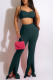 Green Sexy Solid Patchwork Slit Spaghetti Strap Sleeveless Two Pieces