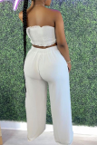 White Sexy Solid Bandage Strapless Sleeveless Two Pieces
