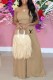 Camel Fashion Casual Print Patchwork Strapless Sleeveless Two Pieces