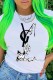 White Fashion Street Print Letter O Neck T-Shirts
