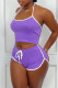 Purple Fashion Casual Solid Patchwork Backless Halter Sleeveless Two Pieces