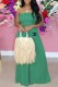 Green Fashion Casual Print Patchwork Letter Strapless Sleeveless Two Pieces