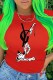 Red Fashion Street Print Letter O Neck T-Shirts