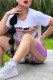 Purple Fashion Elegant Print Patchwork O Neck Short Sleeve Two Pieces
