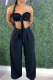 Black Sexy Solid Bandage Strapless Sleeveless Two Pieces