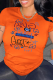 Orange Fashion Casual Print Patchwork Letter O Neck T-Shirts