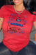 Red Fashion Casual Print Patchwork Letter O Neck T-Shirts