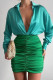 Blue Sexy Solid Patchwork Fold V Neck Dresses