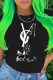 Black Fashion Street Print Letter O Neck T-Shirts