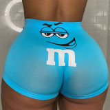 Water Blue Casual Living Print Basic Regular High Waist Conventional Positioning Print Bottoms